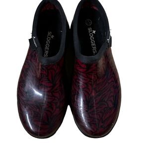 Sloggers ~ Waterproof Clog Shoe ~ Slip On ~ Casual Floral Red Pattern ~ size 6